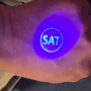 Invisible UV Ink Stamp on Hand